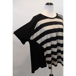 TEKBIKA Alembika Sz S Small Oversize Black White Gray Stripe Top NWT